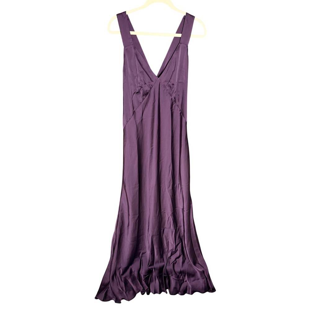 Birdy Grey Veronica Matte Plum Purple Satin Maxi Dress Size XL